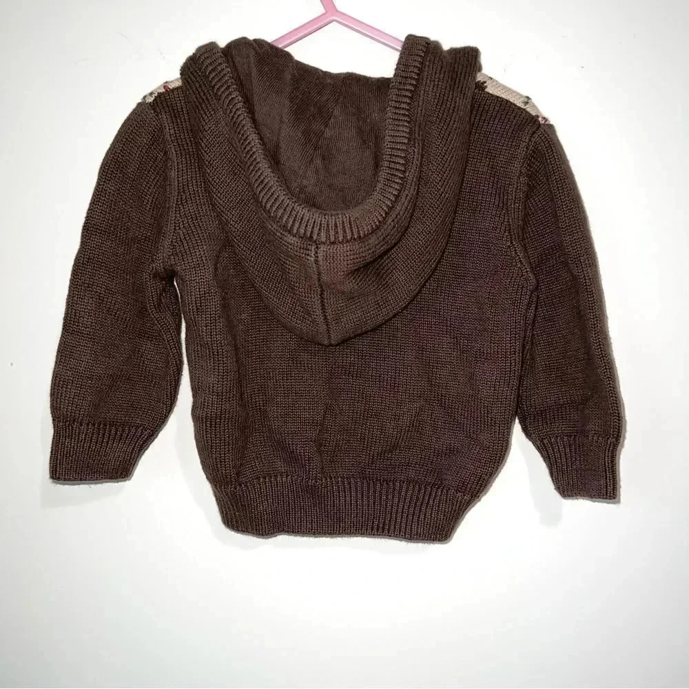 Gymboree Brown Argyle Zip Up Sweater with Hoodie Infant Boys 6-12 months